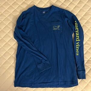 Long sleeve pocket tee- yellow whale on the back, see photos